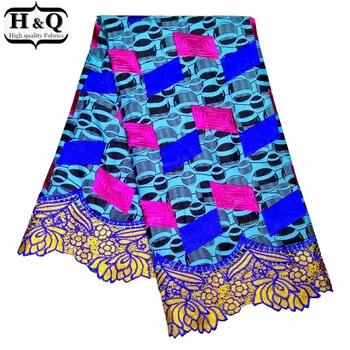

H&Q newest wax fabric africain 100% cotton batik water soluble embroidery lace high quality nigerian guipure lace fabric 6 yards