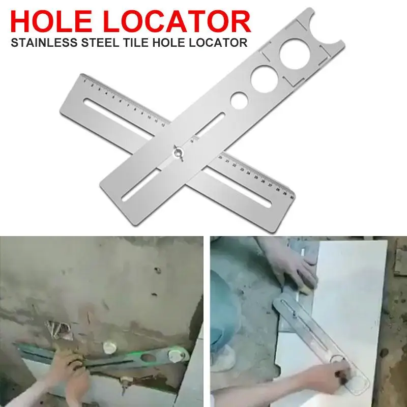 Stainless Steel Tile Hole Opener Locator Marking Hole Punching Positioning Ruler Ceramic Marble Glass Floor Drilling Tools tile hole locator