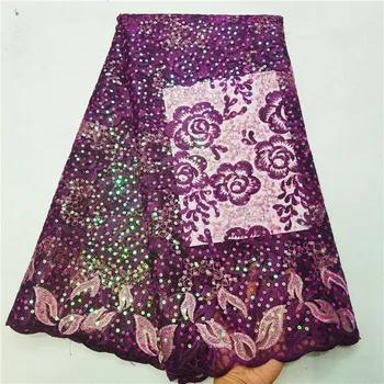 

Latest African Organza Lace Fabric 2020 High Quality Lace Sequins French Nigerian Lace Fabric For Wedding Party Dress H17-4