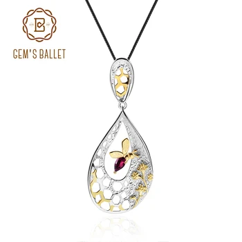 

GEM'S BALLET 925 Sterling Silver Bee's Honey Collection Gemstone Pendant 0.28Ct Natural Rhodolite For Women Fine Jewelry