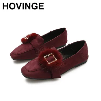

HOVINGE New Buckle, Decoration Flats Shoes getting Soft Bottom Shoes Restoring Big Size 43 For Women 's Shoes