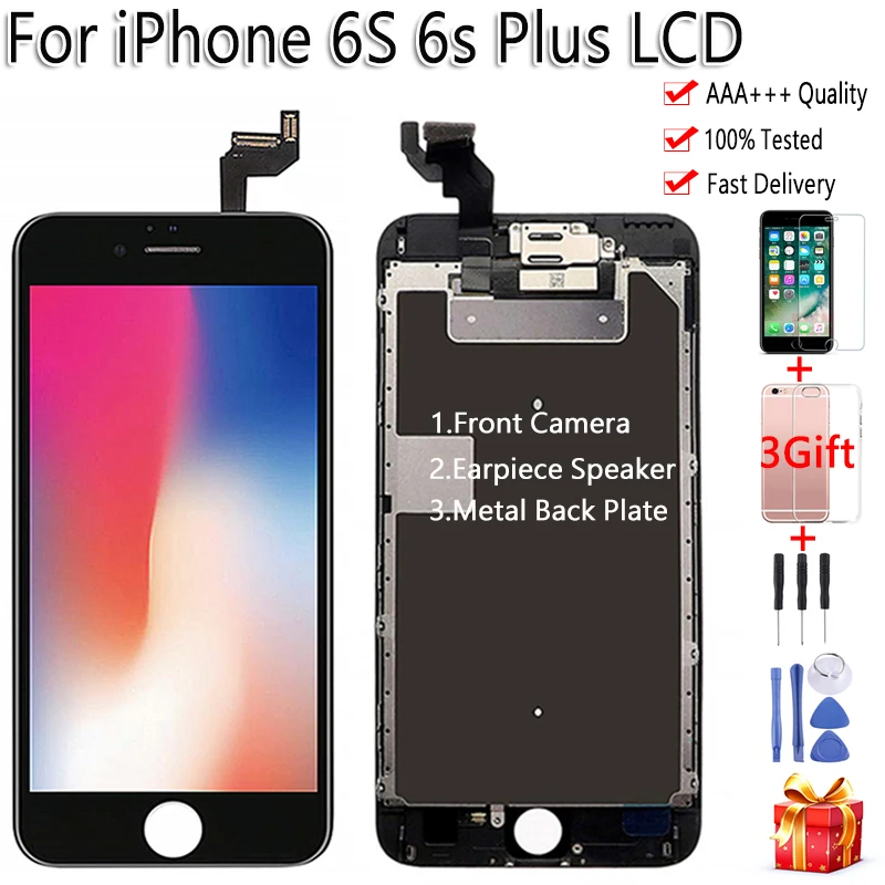 

AAA Full Set For iPhone 6S Plus LCD Display Touch Screen Assembly Front Camera 100% Tested Free Tools For iPhone 6S Display