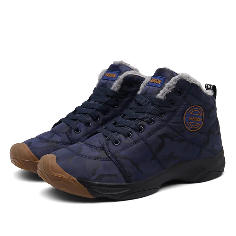 SENTA зимние мужские кроссовки водонепроницаемые теплые плюшевые зимние ботинки камуфляжные кроссовки уличная спортивная прогулочная обувь мужские Zapatillas - Цвет: dark blue