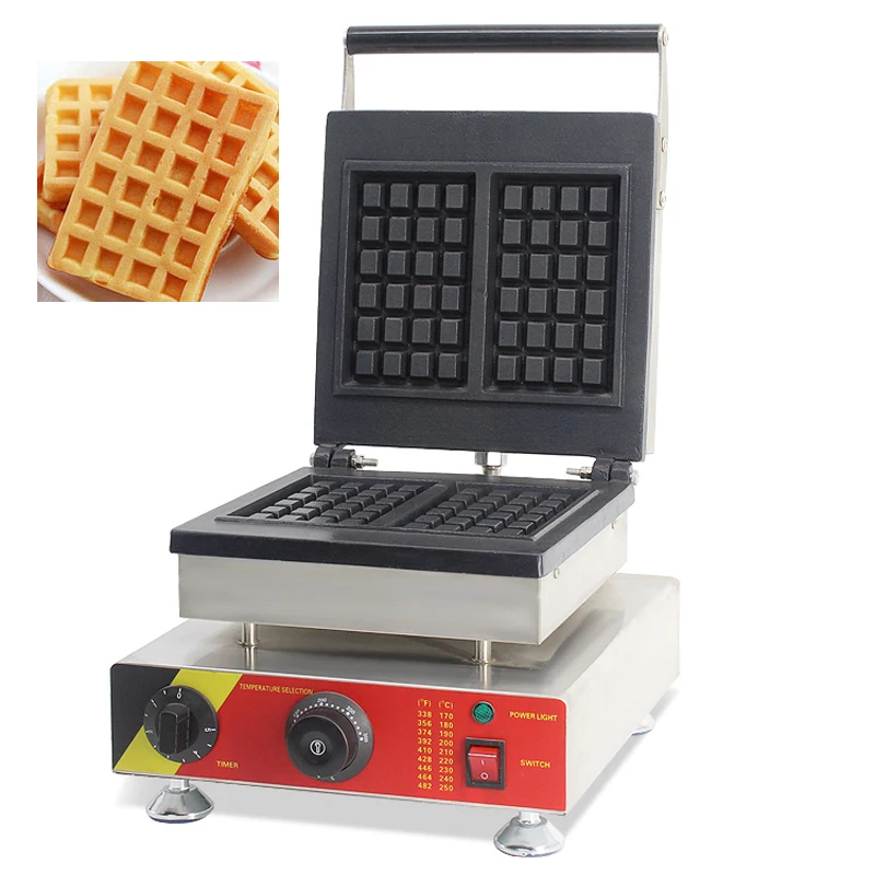 

SUCREXU Commercial 2PCS Square Belgian Waffle Baker Maker Nonstick Stainless Steel Snake MachineCE 110v 220v