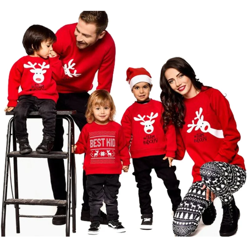 Одинаковые Рождественские свитера; одежда для детей; костюм для всей семьи с принтом в рождественскую полоску; свитер с принтом; мягкий хлопковый комплект из 2 предметов