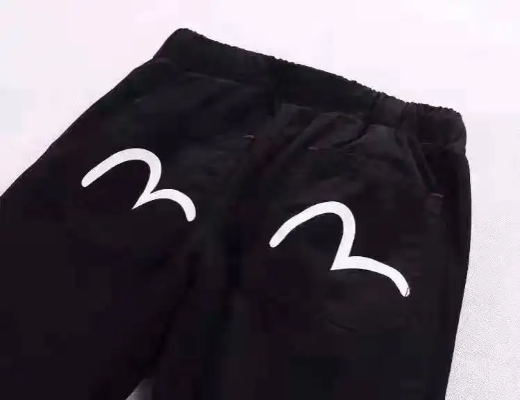 Evisu повседневные мужские дышащие высококачественные повседневные штаны теплые мужские брендовые хлопковые прямые с принтом сохраняющие тепло мужские брюки