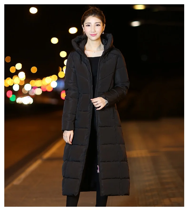 Winter New Style off Season Cotton-padded Jacket over-the-Knee Mid-length down Jacket Cotton-padded Clothes Thick Slim Fit