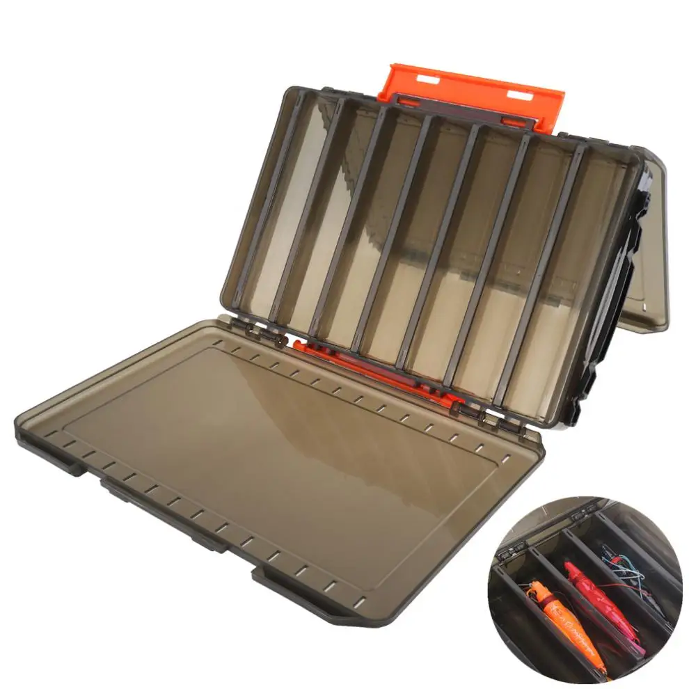 Двухсторонний полупрозрачный утолщенный ящик для рыболовных приманок с 14