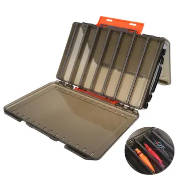

26.8 x 18.7 x 4.5cm Double Side Translucent Thickening 14 Compartments Fishing Lure Box for Minnow Lure Storage Case with Handle