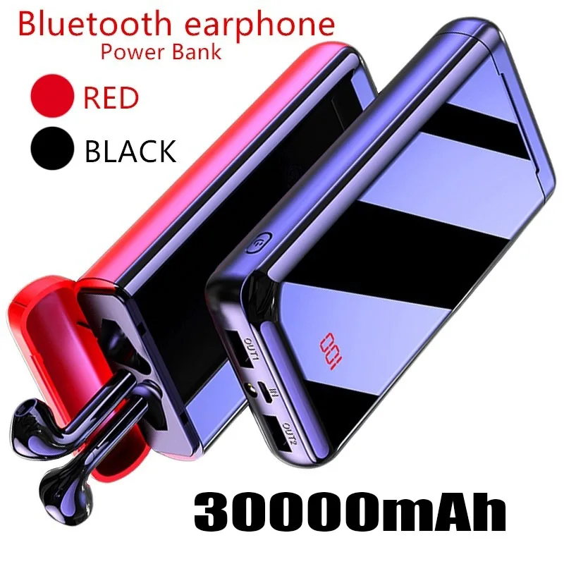 Najtaniej Bluetooth headsetPower Bank 30000mAh Powerbank bateria zewnętrzna przenośna szybka ładowarka do wszystkich ładowarka do smartfona