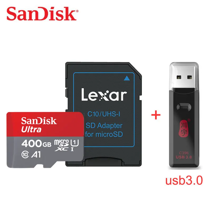 SANDISK ультра крайне высокая скорость micro SD UHS-I карта Drone TF карта памяти motion gopro C10, U1 32 ГБ 16 ГБ 512 Гб 400 Гб 256 ГБ - Емкость: 400GB-usb3.0