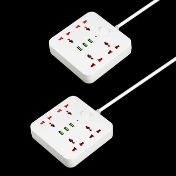 

Smart USB Power Strip Socket EU Plug Adapter 4 Outlet 3 Port USB Charger Power Outlet - 2M Power Cord Wall Charger Adapter