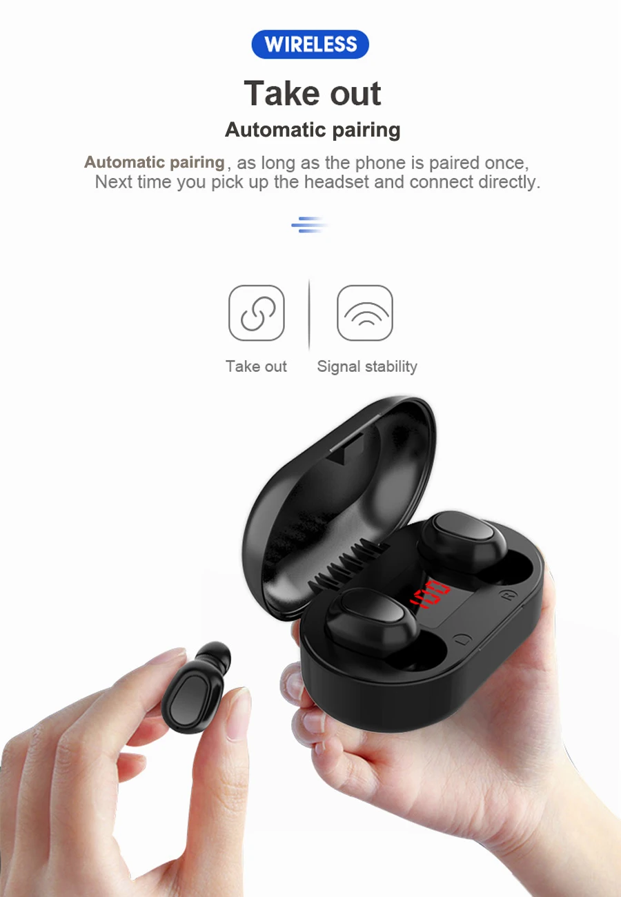 Bluetooth наушники TWS беспроводные наушники HiFi бас гарнитура стерео беспроводные наушники с микрофоном зарядный чехол