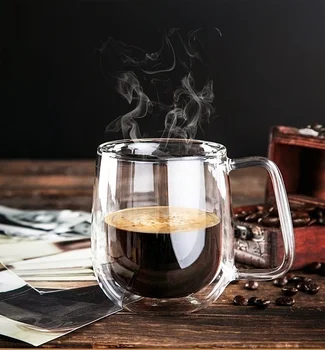 

2 Pcs/lot double layer Glass Coffee Cup High Quality Mugs DDC-27