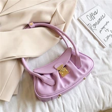 Burminsa Trendy Summer Ruched Baguette Shoulder Bags Women Candy Colors Small Underarm Bag High Quality Soft PU Leather Hand Bag Burminsa Trendy Summer Ruched Baguette Shoulder Bags Women Candy Colors Small Underarm Bag High Quality Soft PU Leather Hand Bag