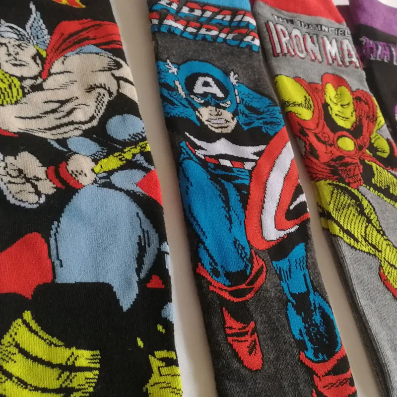 1 Pair funny animal unisex socks Casual Cartoon Cat socks Marvel socks Iron Man Captain America men socks Happy Funny women Sock