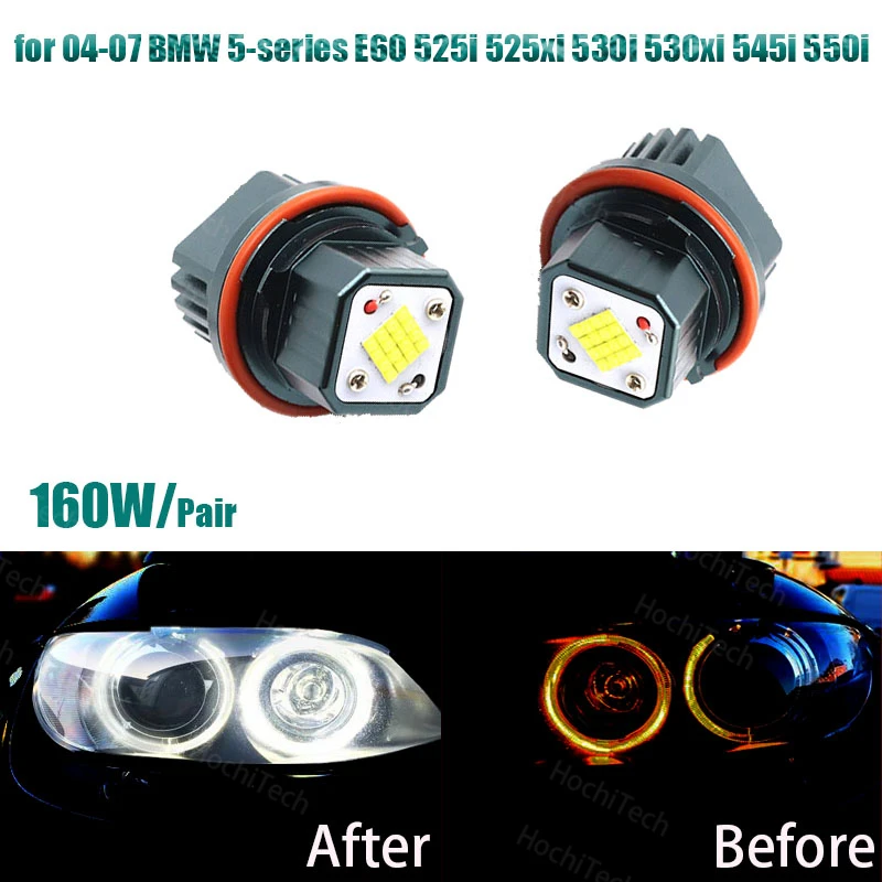 

6000K White 160W High Power Angel Eyes LED Lights Ring Marker for 04-07 BMW 5-series E60 525i 525xi 530i 530xi 545i 550i