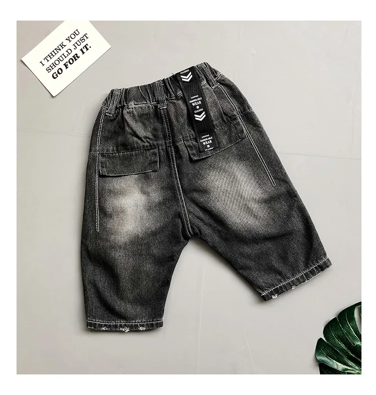 Childrenswear BOY'S Denim Trousers Summer Wear New Style CHILDREN'S Calf-length Pants Big Boy Korean-style Shorts