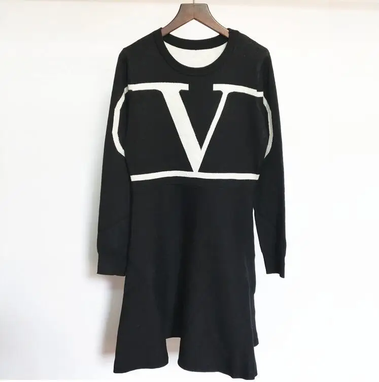 

Women's Long Sleeve Sweater Dress Women Irregular Hem Casual Fall Winter Dresses Women's O-Neck A-Line Short Knit Dress