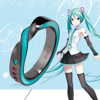 

Official Licensed Japanese Anime Hatsune Miku Music Ring Free With Rope Chain Metal Ring Women Men Jewelry Girls Gifts