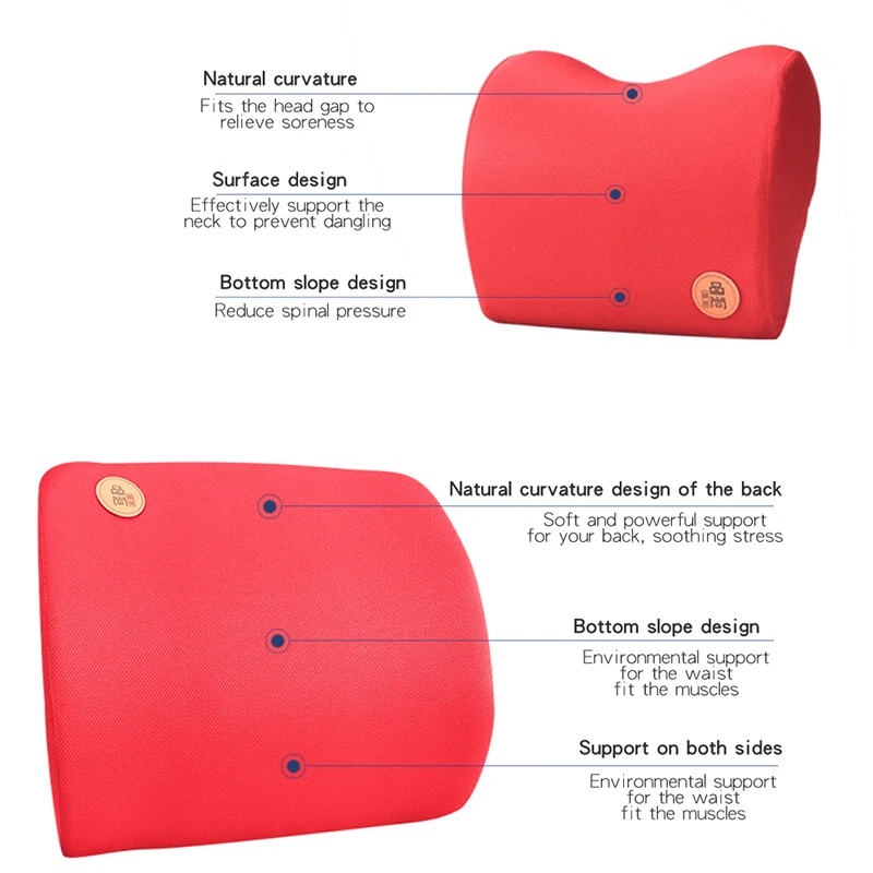 Car Pillow Memory Cotton Foam Headrest Neck Warm Winter Car Seat Support Lower Back Cushion Lumbar Support Rest Auto Accessories