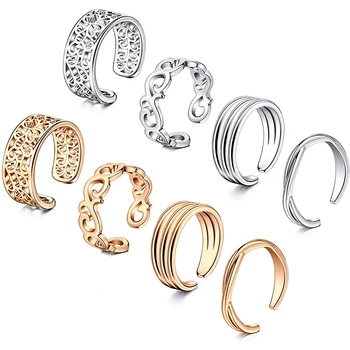 

Adjustable Toe Rings for Women Summer Beach Rose Gold Silver Hypoallergenic Open Toe Ring Set Finger Foot Jewelry