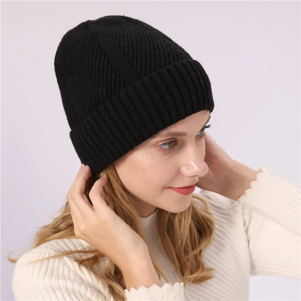 Женская кепка Skullies s, Повседневные шапки бини для женщин, модная вязанная зимняя шапка, одноцветная хип-хоп кепка Skullies, кепка gorro hombre