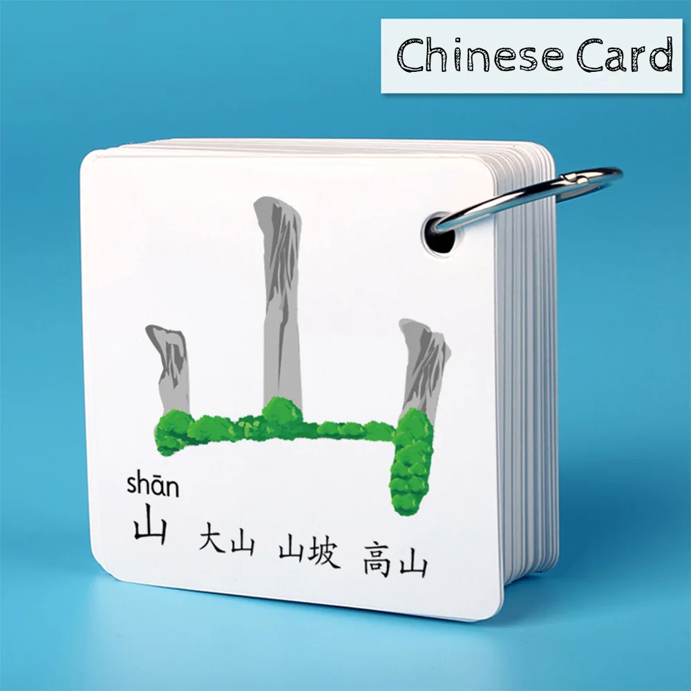 

54 PCS/set Learning Chinese Words Language Flash Cards Kids Baby flash Card Memory Game classroom Educational toys for children