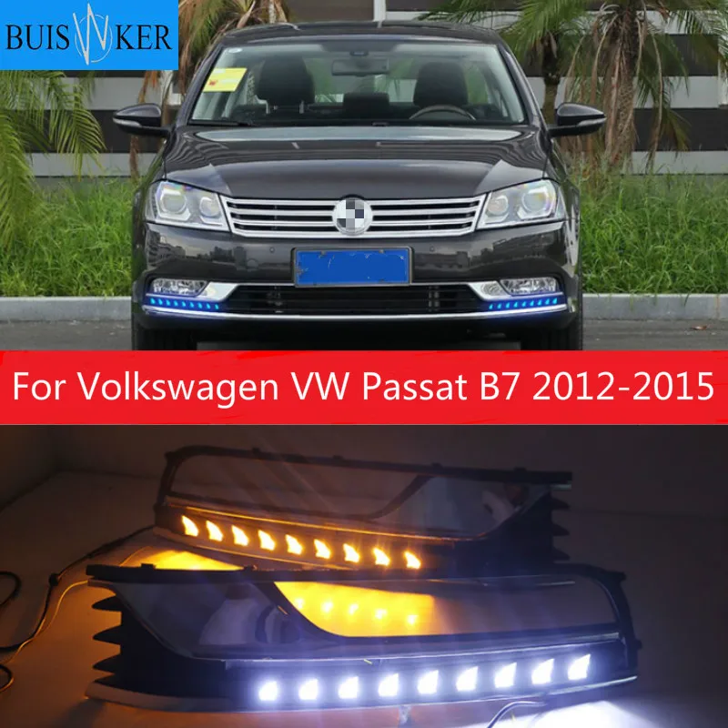 

LED DRL daytime running light fog lamp for Volkswagen VW Passat B7 2012-2015, wireless switch control, dim control, turn signal