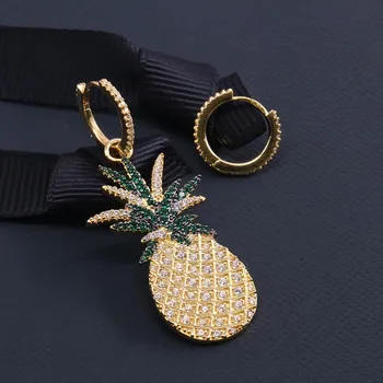 

Gold Color Pineapple Shape SILVER Stud Earrings Lovely Fruit Design Piercing Earrings Trendy Women Party Jewelry 2020