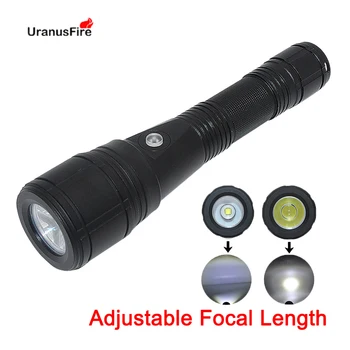 

XML2 LED Focusing Diving Flashlight Waterproof Underwater 100m Dive Torch Light 18650 Adjustable Focal Length L2 Scuba Torches