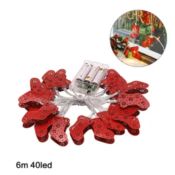 

Vintage Metal 3D Mini Red Sock LED String Lights Battery Operated Hanging Kitchen Light Decorations for Yard Dorm Bedroom Q0KF