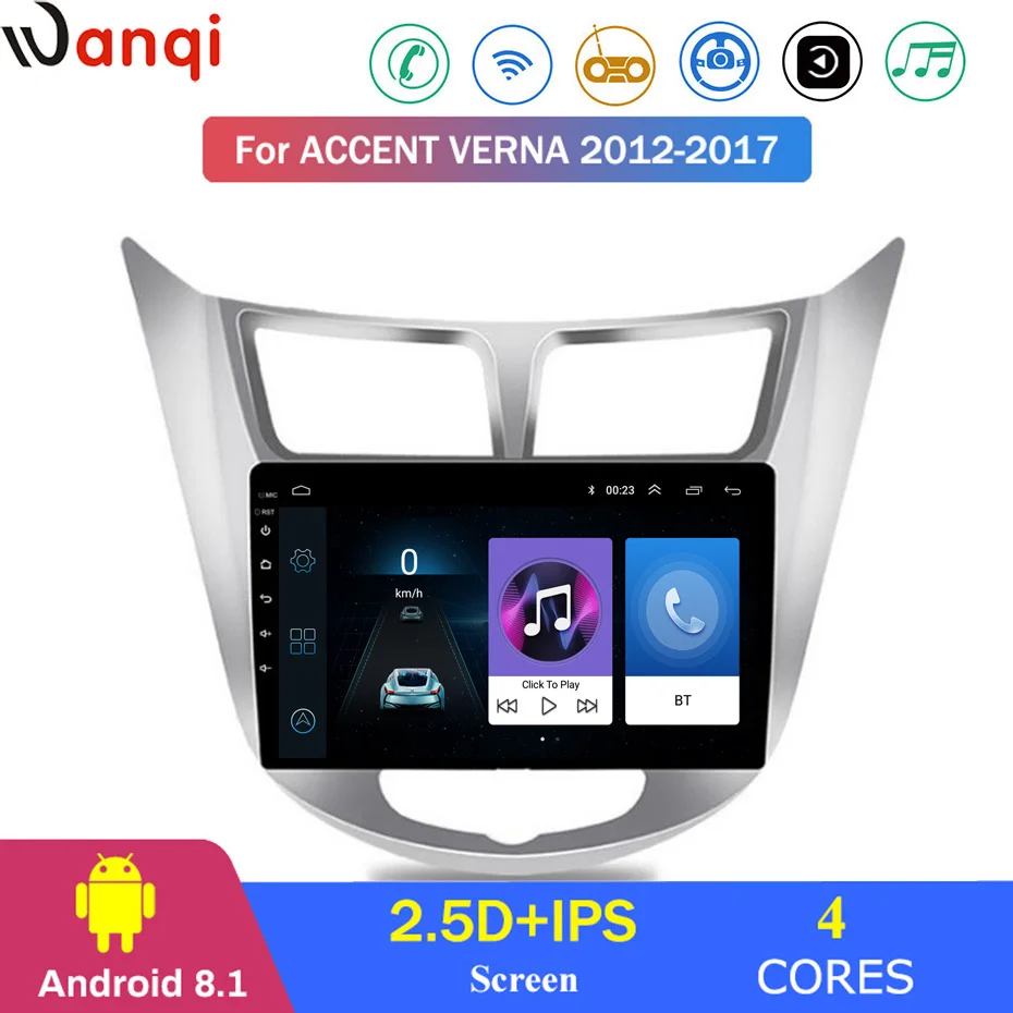 Для hyundai accent 2012-2017 автомобильный Радио Мультимедиа Видео плеер навигация gps Android 8 1