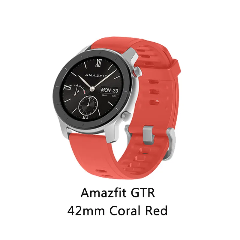 42mm Coral Red Глобальная версия Amazfit GTR 42 мм оригинальные Смарт-часы 5ATM водонепроницаемые 12 дней батарея gps управление музыкой Поддержка Android IOS - Цвет: 42mm Coral Red