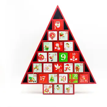 

Christmas Decorations Wooden Christmas Countdown Calendar Ornaments Colored Christmas Tree Gift Calendar Storage Box