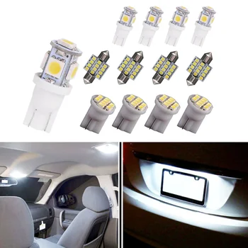 

White License Plate Lamp 13pcs Lights Interior Kit Dome Bulbs Glove boxes