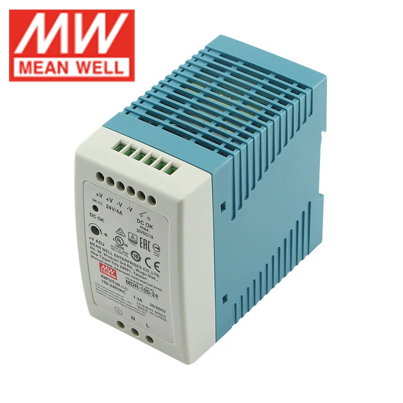 Mean Well MDR 시리즈 MDR-10 20 40 60 100 단일 출력 산업용 DIN 레일 전원 공급 장치 5V 12 15 24 48V AC DC 전원 공급 장치