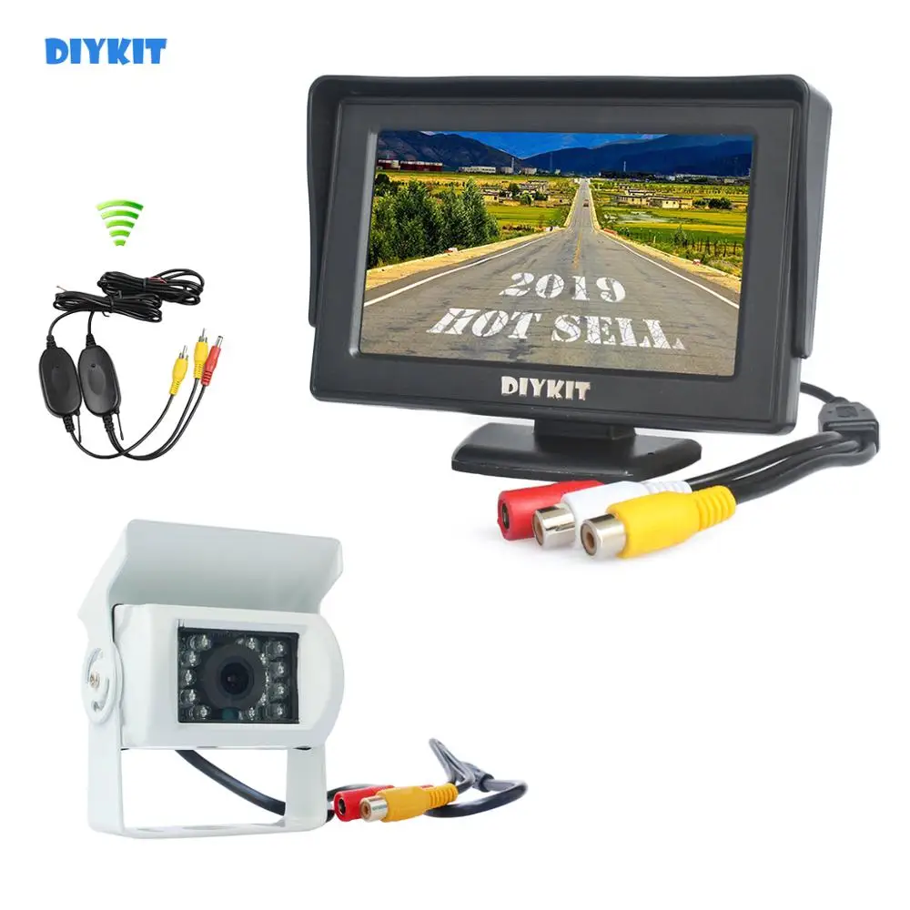 DIYKIT, 4,3 дюймов, монитор заднего вида для автомобиля, ИК ПЗС, запасная камера, Система помощи при парковке для грузовиков, караванов, автобусов, дома на колесах