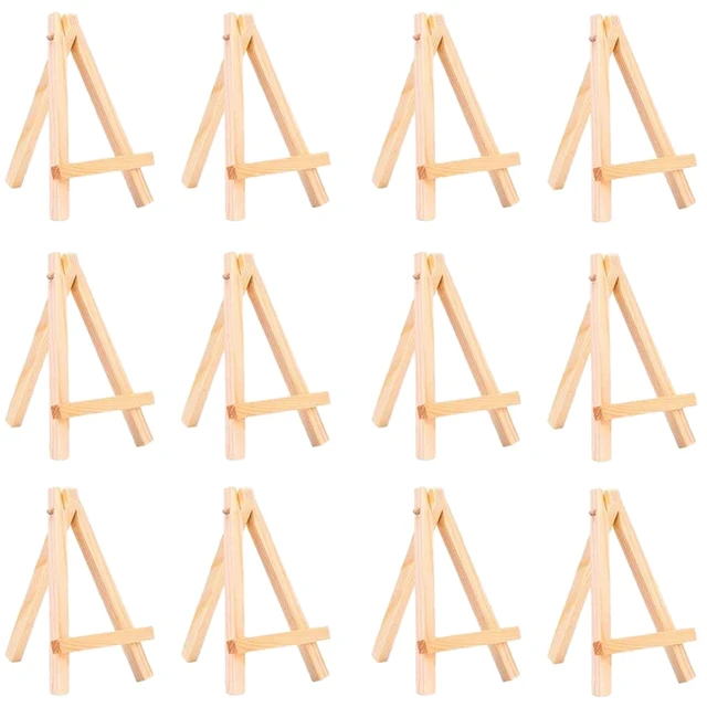 5 Mini Wood Display Easel (12 Pack), A-Frame Artist Tripod Easel