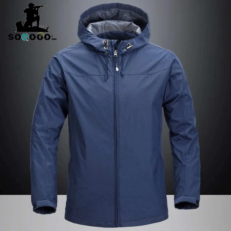 

Men's Casual Waterproof Jacket 2020 Spring Autumn Street Windbreaker Jacket Male Raincoat Windproof Hooded Zipper Thin Coat 4XL