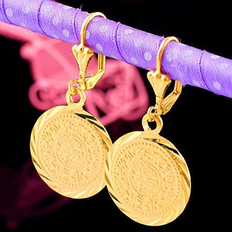 Lucky Coin Totem Drop Earrings14K Gold filled Hoop Earrings for Women for small hoop earrings