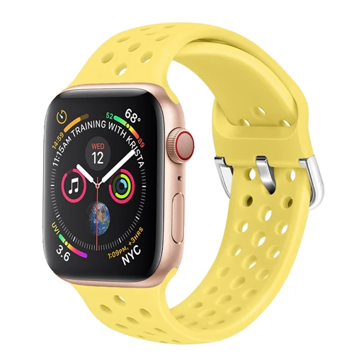 Ремешок для apple watch band apple watch 5 4 3 44 мм 40 мм iWatch band 42 мм 38 мм спортивный силиконовый браслет correa аксессуары для часов - Цвет ремешка: Yellow