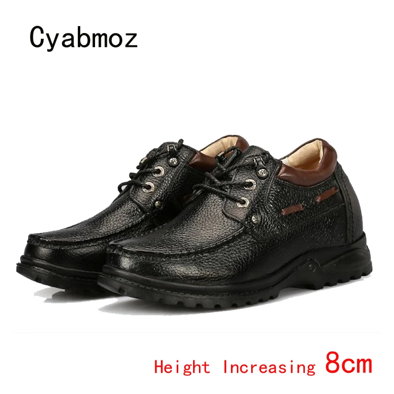 

Cyabmoz New Genuine Leather Men Height Increasing Shoes Invisibly 8cm Elevator Lace up Man Casual Party Shoes zapatillas hombre