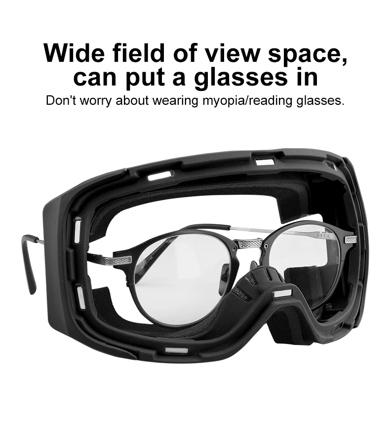 PHMAX Winter Ski Goggles Magnetic Double Layer Anti-Fog Ski Glasses Anti-Glare Snowboard Glasses Anti-UV Protective Ski Mask