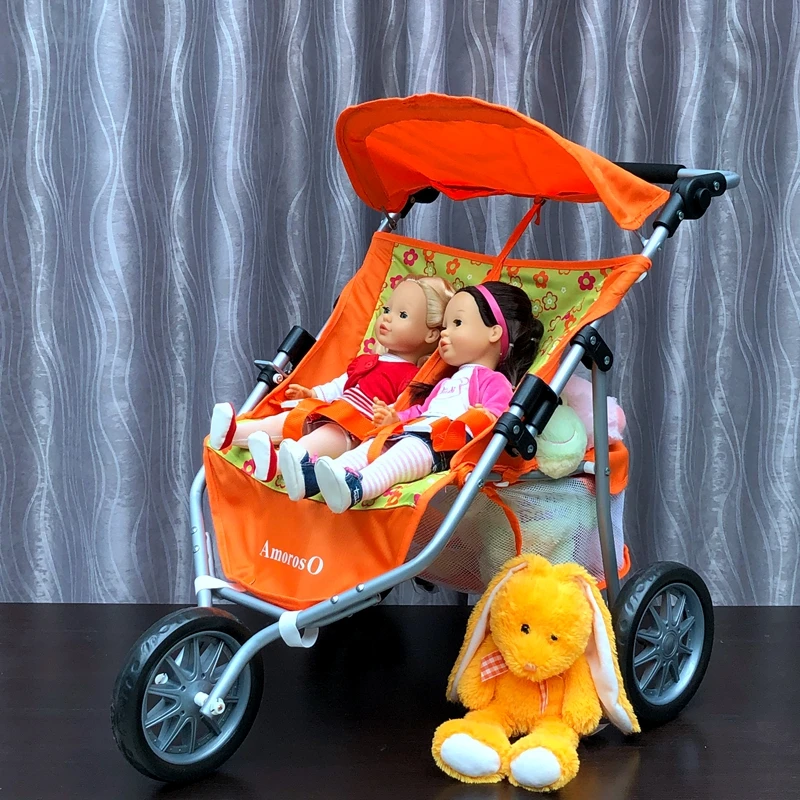 Детские игрушки для близнецов, кукла-коляска, двухместная трехместная коляска на колесиках для девочек, игрушечный домик, тележка, подарки, Brinquedos Juguetes