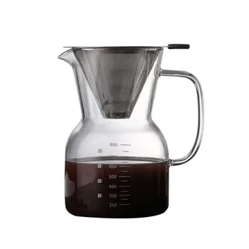 

Pour Over Coffee Maker Paperless Reusable Stainless Steel Filter and BPA-Free Glass Carafe Hand Coffee Dripper Brewer Pot