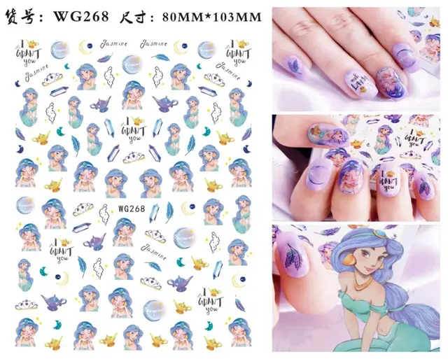 WG266-296 Summer Princess Ultra-thin Adhesive Nail Stickers Children's Girls Christmas Gifts 2021 New 3D Fashion Manicure Decals WG 268