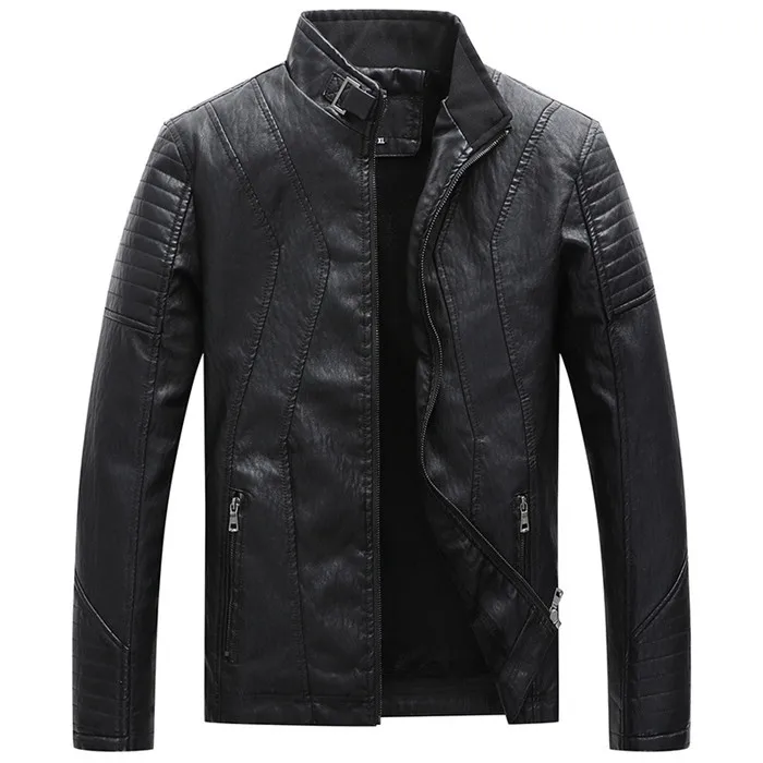 Mountainskin, новинка, кожаная мужская куртка, зима, осень, мужские кожаные куртки, мотоциклетные, ПУ кожа, Мужская модная повседневная брендовая одежда, SA778 - Цвет: Black
