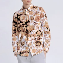 Классическая Роскошная рубашка с принтом дворца короны, мужские брендовые новые мужские рубашки, повседневные деловые рубашки с длинными рукавами