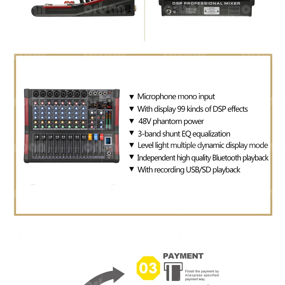 DJ микшер 99 видов DSP эффектов Bluetooth Запись микшер 48 В фантомное питание домашняя производительность